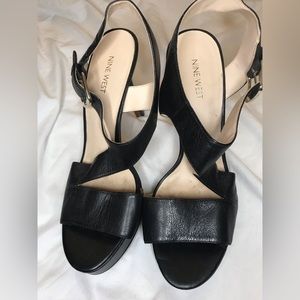 Nine West black strappy heels